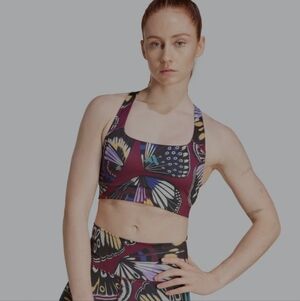 Butterfly Print Sports Bra in Burgundy and Black